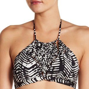 Dolce Vita Macrame Ikat-Print High Neck Halter Bikini Top